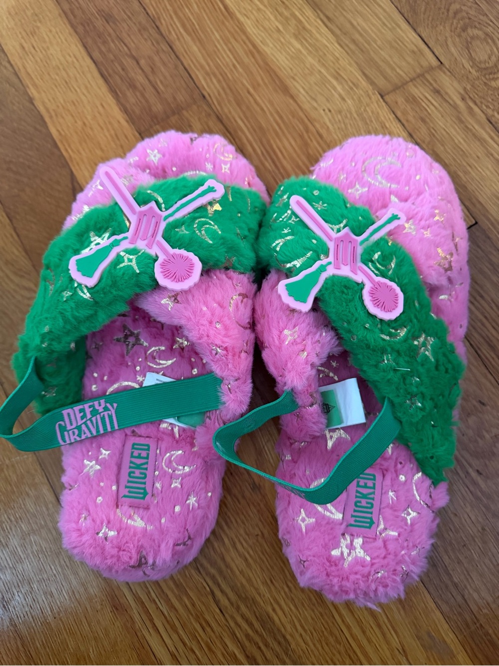 Pink & green Wicked slippers